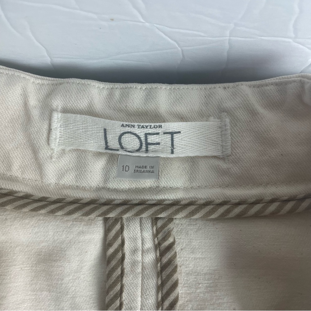 LOFT canvas jacket cream with grosgrain ribbon trim cotton size 10 - Picture 7 of 10